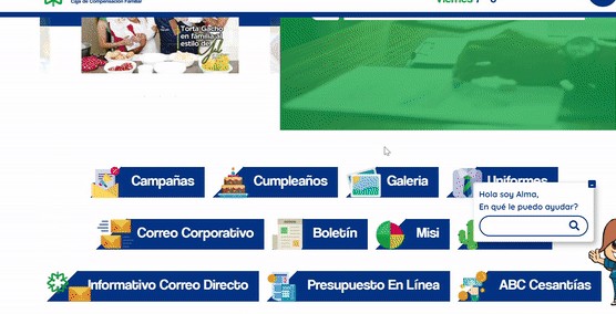 Inicio de la intranet de Cofrem con accesos a campañas, cumpleaños, galería y herramientas internas